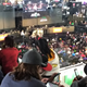 Fans and PAX East attendees watching the tournament from the skybridge.